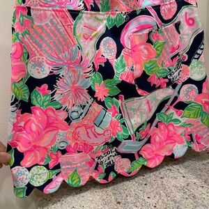 Lilly Pulitzer Honda Classic Print Women's Mini Skort - Navy and Pink.